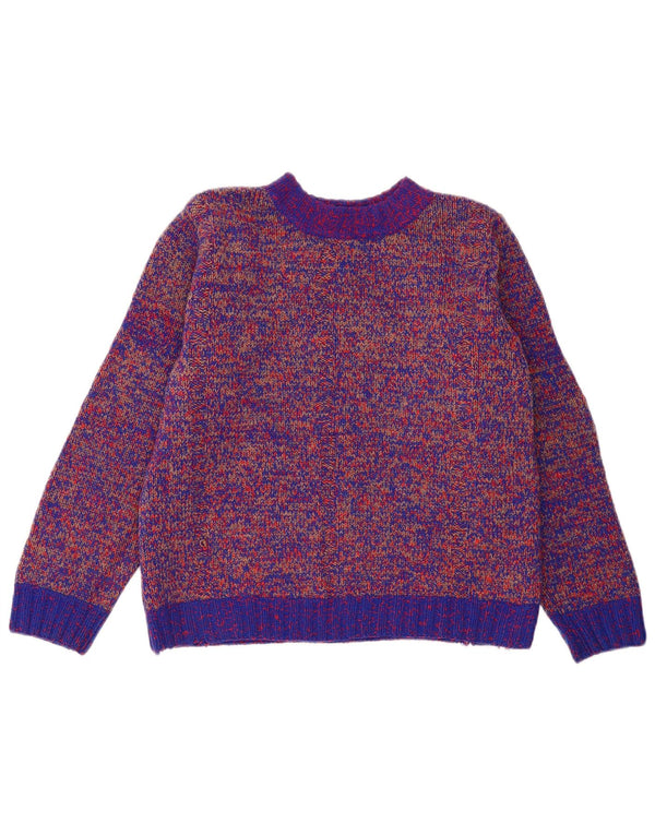 Vintage Dame Turtle Neck Jumper Sweater UK 16 Large Blue Flecked