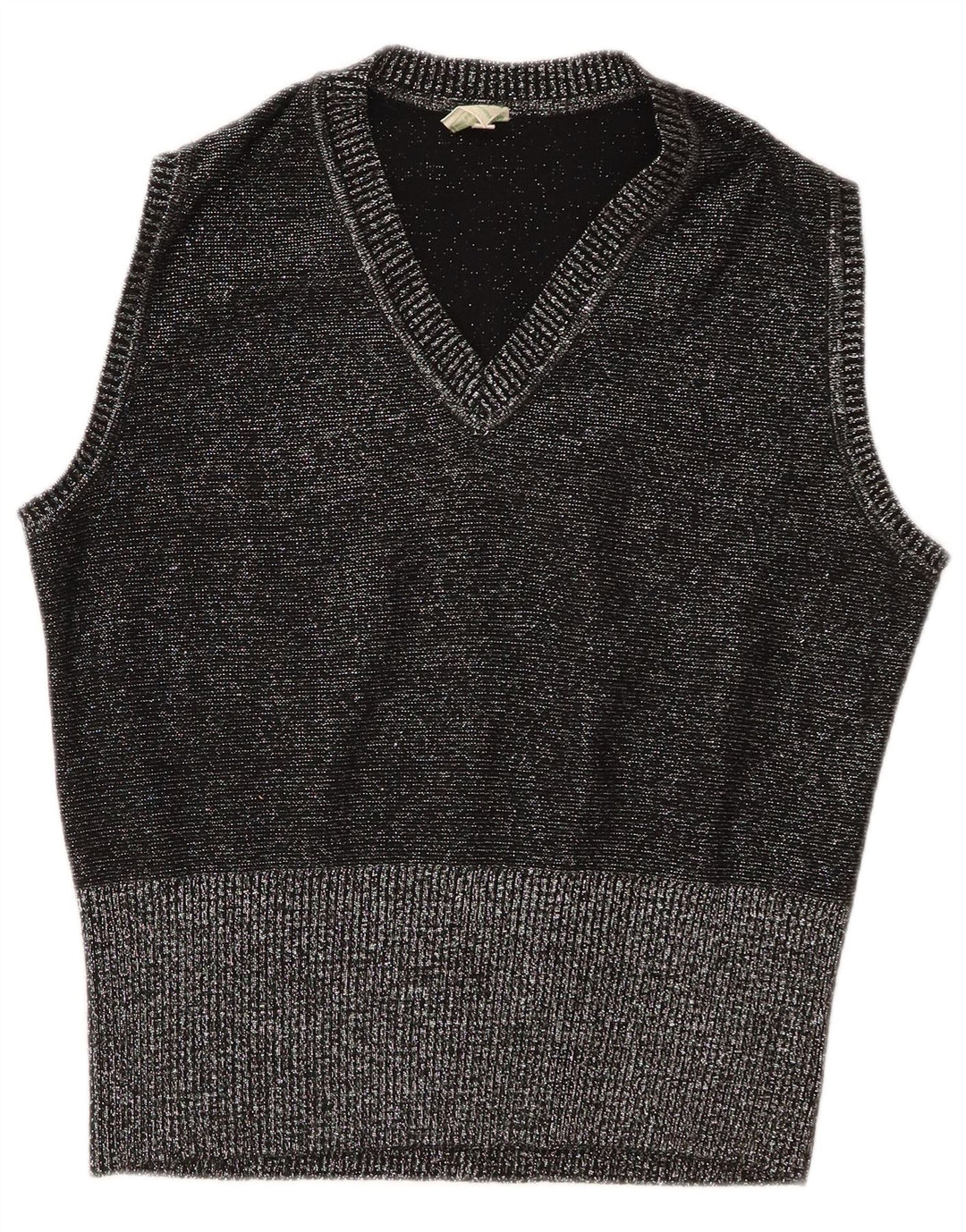 Vintage Dame Vest Tank Top IT 44 Medium Grey Flecked Polyacrylic