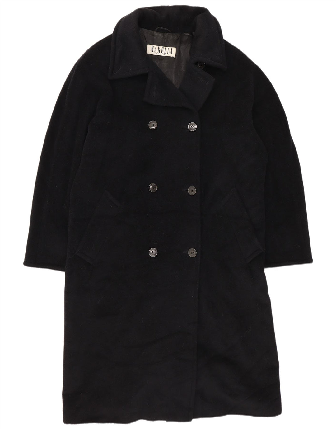 Marella Dame Dobbeltradet Frakke UK 12 Medium Sort Uld