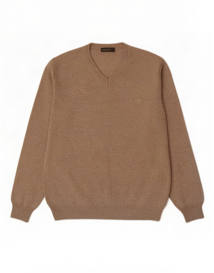 Henry Cottons Herre V-hals sweater Medium Beige Virgin Wool