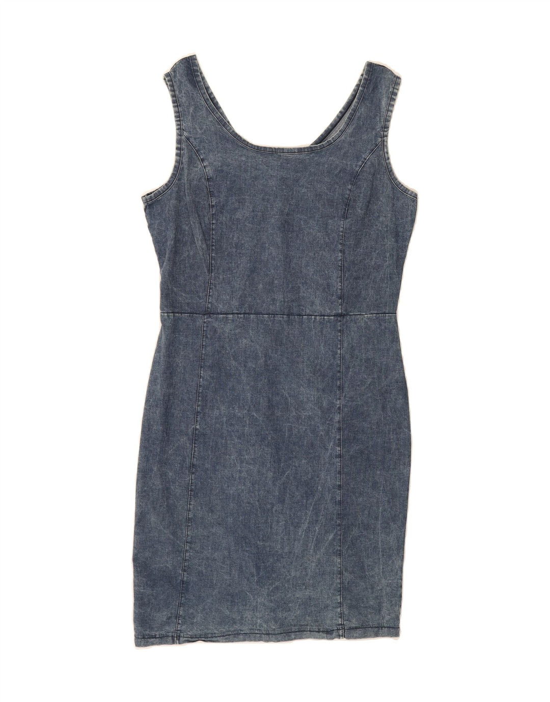 VINTAGE Womens Sleeveless Denim Dress UK 12 Medium Blue Vintage Vintage and Second-Hand Vintage from Messina Hembry 