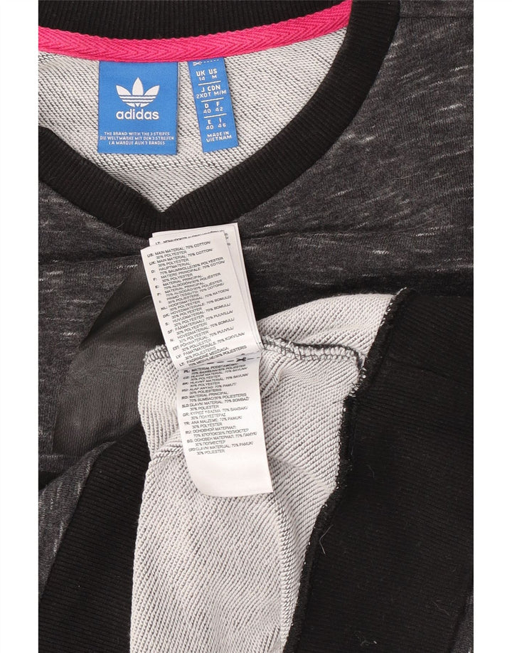 Adidas Graphic Sweatshirt Jumper UK 14 Medium Grey Flecked Bomuld