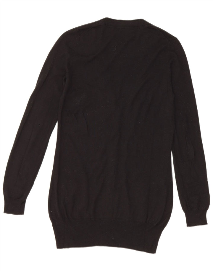 Massimo Dutti Dame Longline Cardigan Sweater UK 10 Small Black Silk