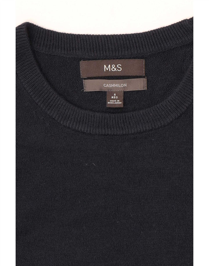 Marks & Spencer Herre sweater med rund hals, lille marineblå kashmir