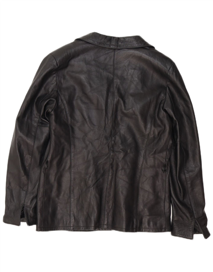 Vintage dame læderjakke IT 52 2XL Sort
