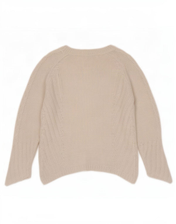 Zara Dame Boat Neck Jumper Sweater UK 10 Small White Acryl