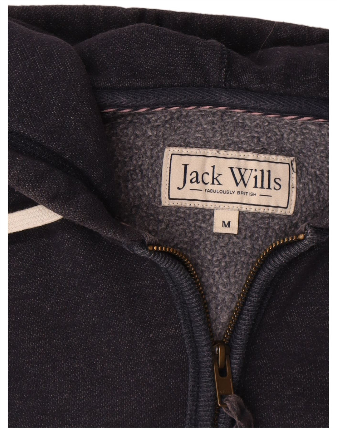 Jack Wills Herre grafisk hættetrøje med lynlås mellem marineblå bomuld