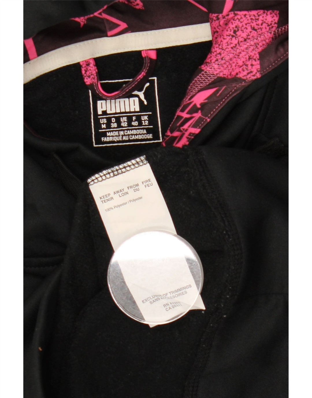 PUMA Grafisk hættetrøje til kvinder UK 12 Medium Sort Polyester