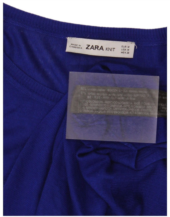 Zara Dame Oversized Bluse Top UK 14 Medium Blue Viscose