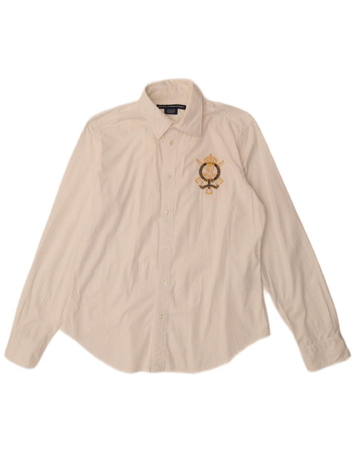 RALPH LAUREN Dameskjorte US 12 Stor hvid bomuld