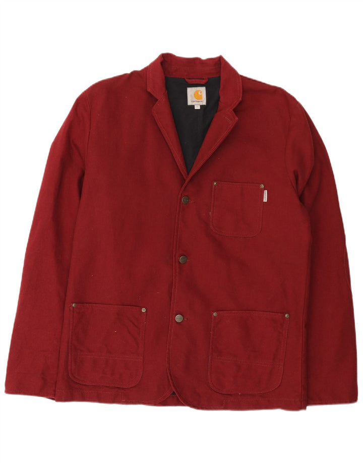 Carhartt Herre 3 Button Blazer Jacket UK 40 Large Burgundy