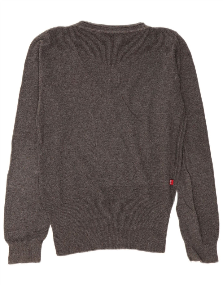 Levi's Dame V-hals sweater UK 14 mellemgrå bomuld