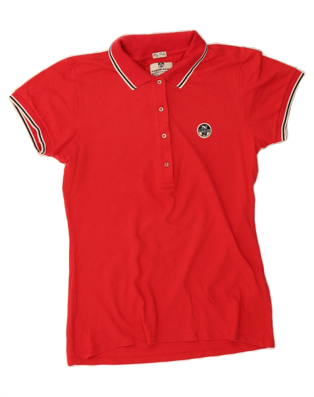 NORTH SAILS Dame Polo Shirt UK 14 Stor Rød Bomuld