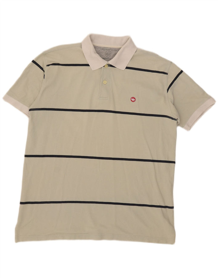 Murphy & Nye herre poloskjorte 2XL beige stribet bomuld