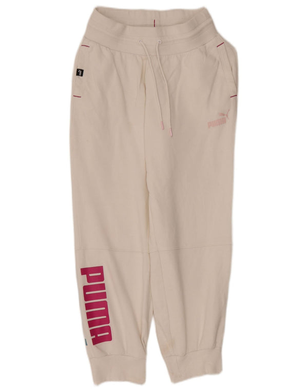 Puma Graphic Tracksuit Bukser til kvinder Joggers UK 10 Small White Bomuld