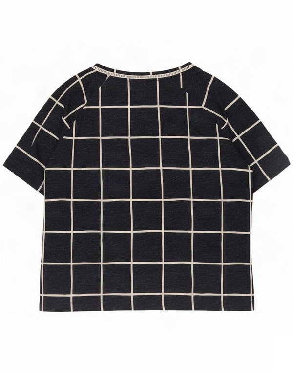 Marks & Spencer Womens T-Shirt Top UK 16 Large Navy Blue Geometric