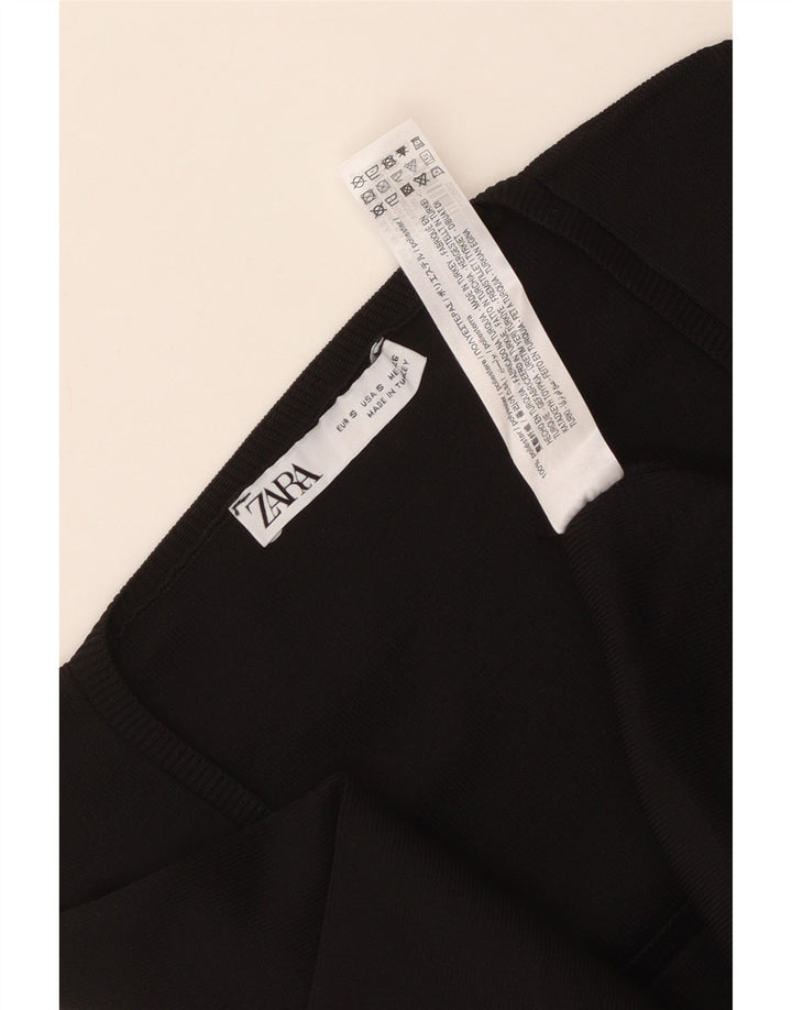 Zara Dame Langærmet A-Line Kjole UK 10 Small Black Polyester