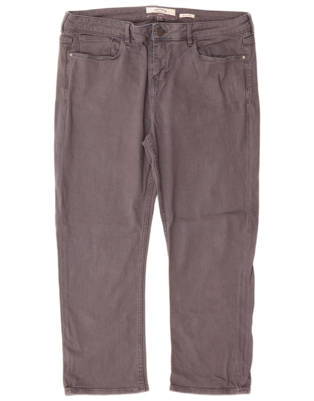 FAT FACE Dame Capri Jeans US 16 2XL W36 L24 Grå Bomuld