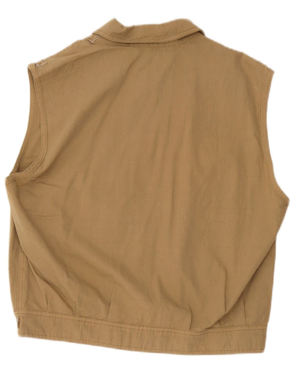Faciba Womens Oversized Utility Gilet IT 44 Medium Beige Blomsterbomuld