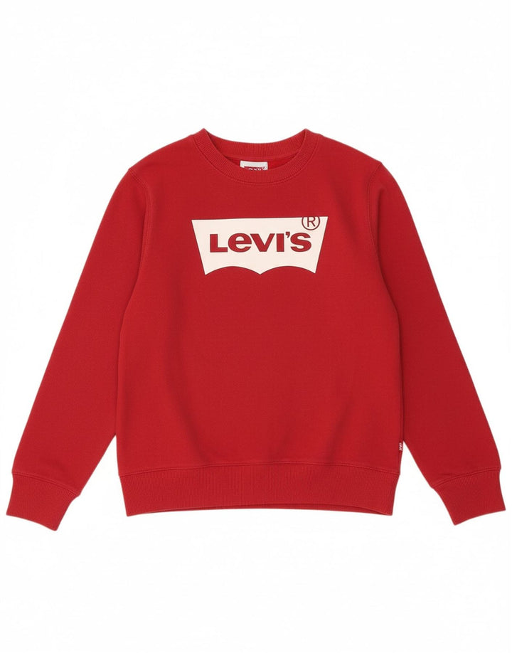 LEVI'S Girls Graphic Sweatshirt Jumper 13-14 Years Red Cotton