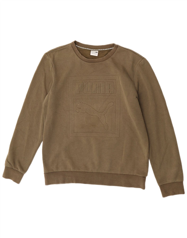 Puma Herre Grafisk Sweatshirt Jumper Medium Khaki Bomuld