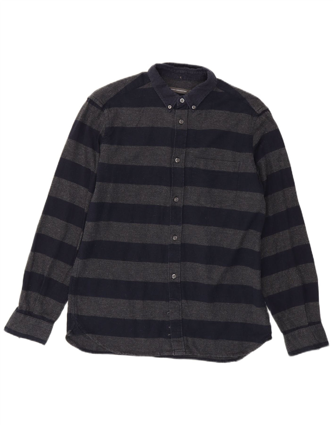 French Connection Herre flannelskjorte Medium marineblå stribet bomuld
