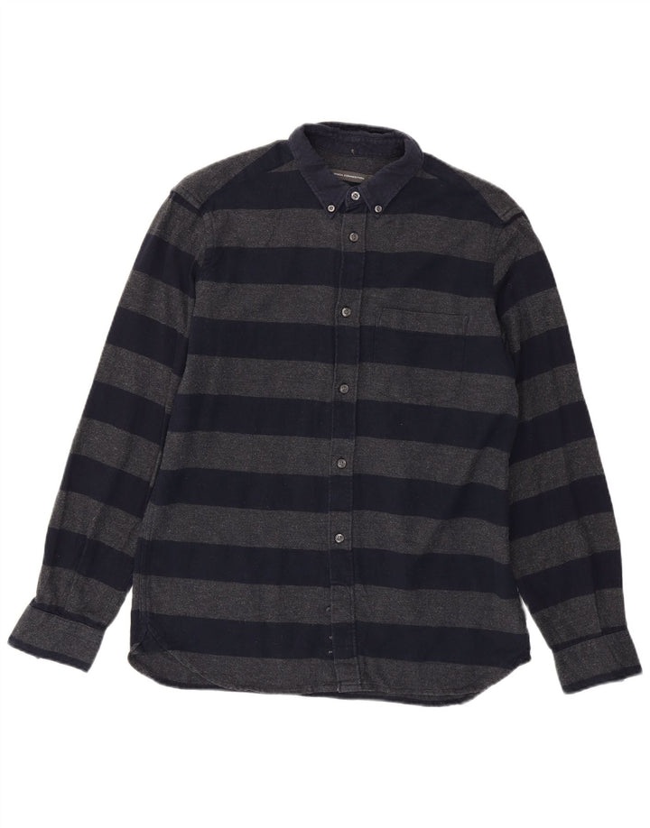 French Connection Herre flannelskjorte Medium marineblå stribet bomuld