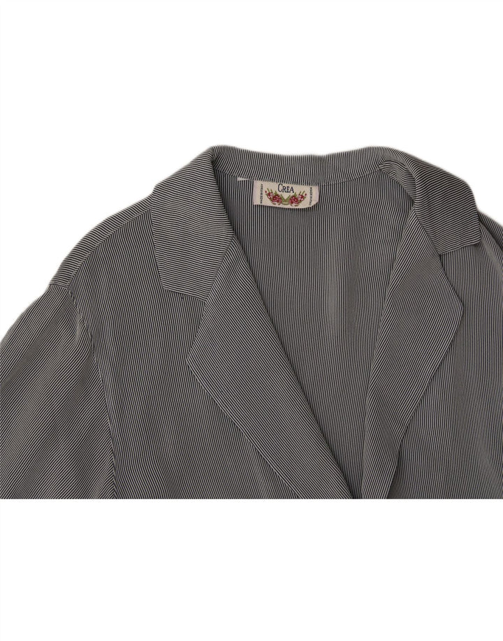 CREA Womens 3 Button Blazer Jacket UK 12 Medium Grey Pinstripe Rayon Vintage Crea and Second-Hand Crea from Messina Hembry 