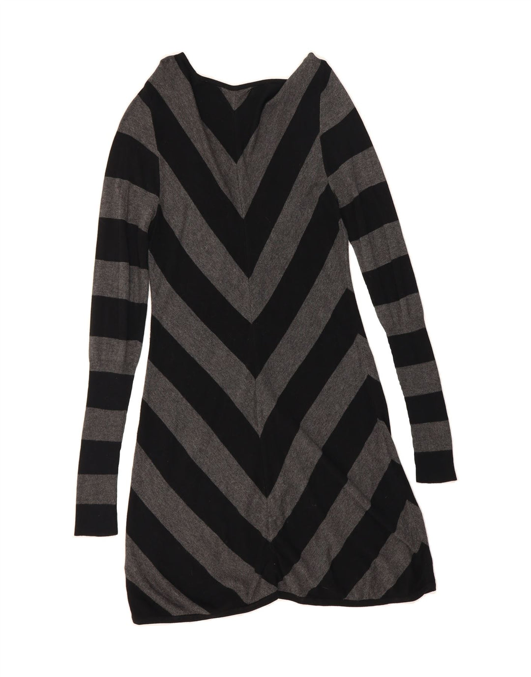 GUESS Womens Long Sleeve A-Line Dress UK 12 Medium Grey Striped Rayon Vintage Guess and Second-Hand Guess from Messina Hembry 