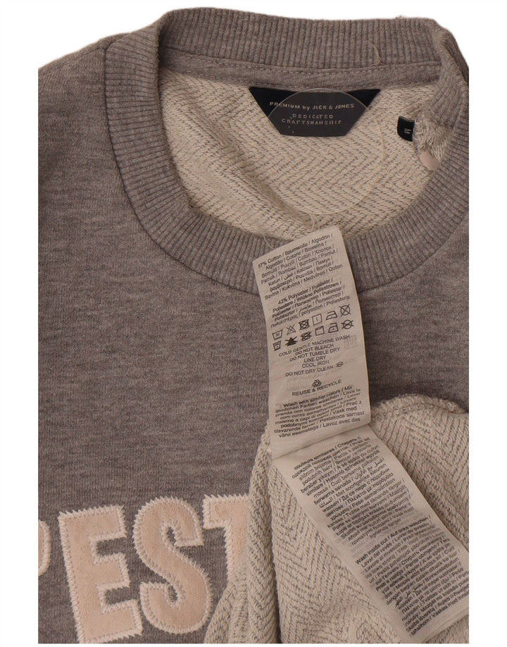 Jack & Jones Herre grafisk sweatshirt Jumper Medium Grå Bomuld