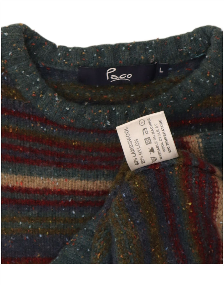 Paco Dame sweater med rund hals DK 16 Stor flerfarvet stribet uld