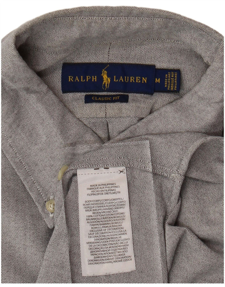 RALPH LAUREN Kortærmet herreskjorte med klassisk pasform mellemgrå bomuld