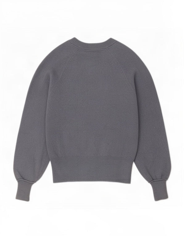 White Stuff Womens Button Neck Jumper Sweater UK 6 XS Grey Cotton