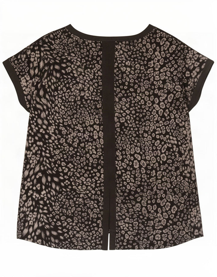 Oasis Damebluse Top UK 14 Medium Black Animal Print Polyester