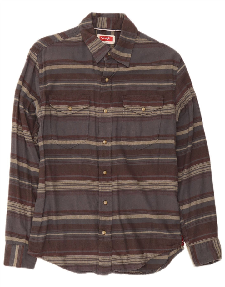 Wrangler Flanelskjorte til mænd, lille gråstribet bomuld