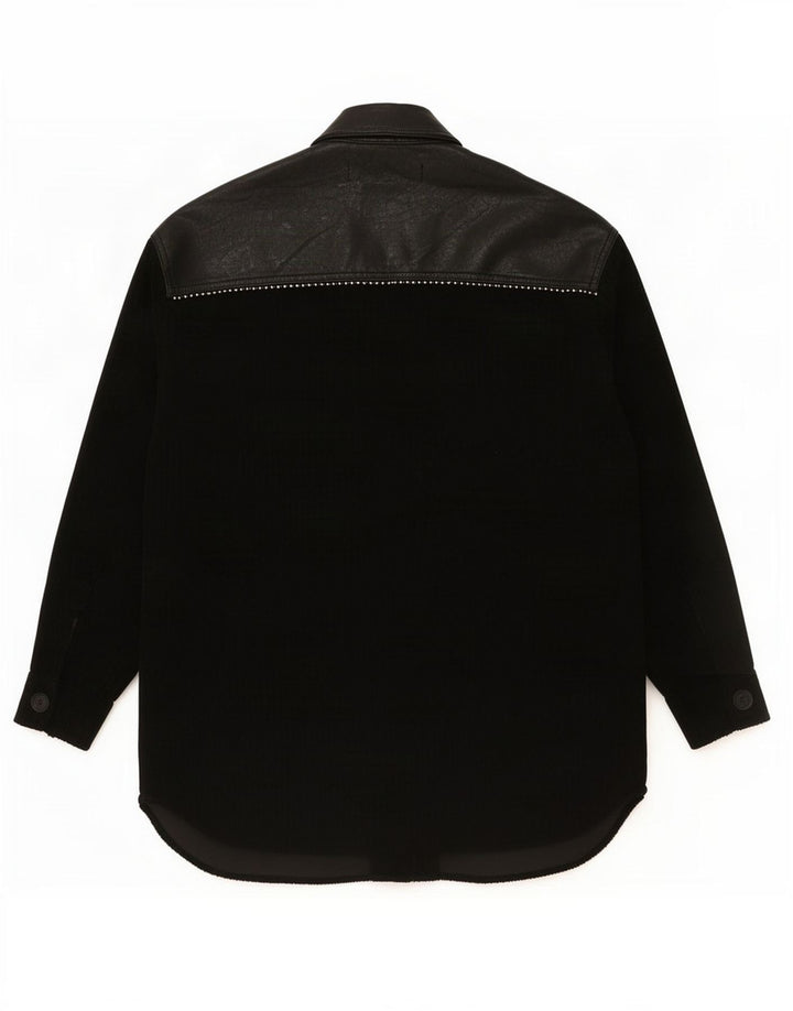 Zara Dame Oversized Shirt UK 6 XS Sort Polyester