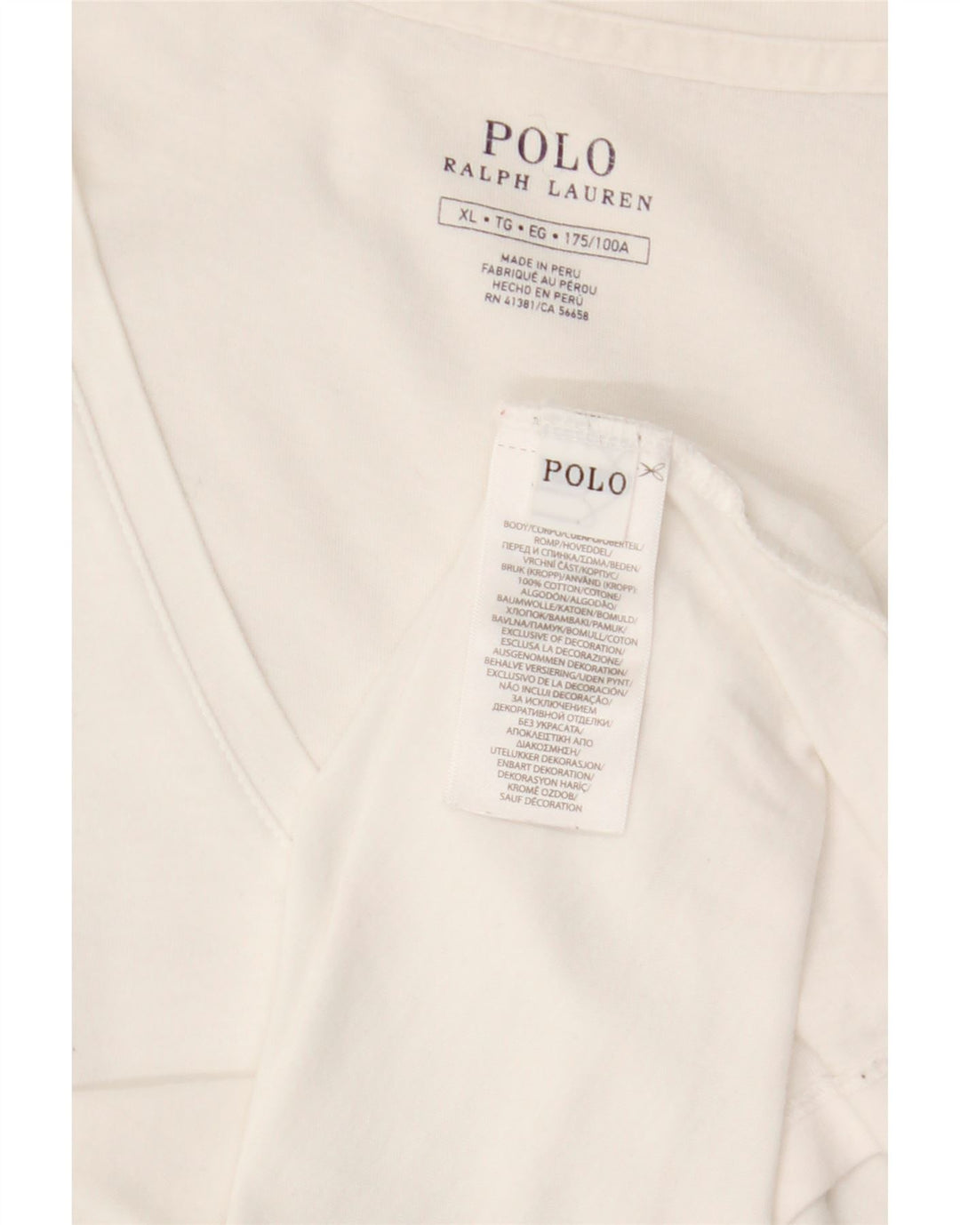 POLO RALPH LAUREN Herre T-Shirt Top XL Hvid Bomuld