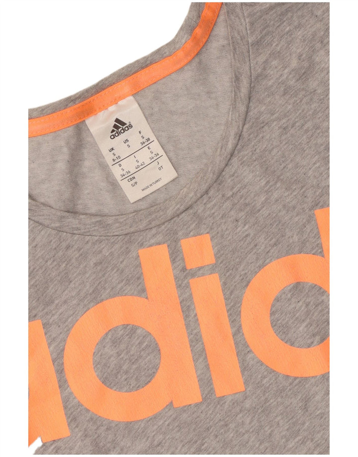 Adidas Graphic T-Shirt Top UK 8/10 Small Grey