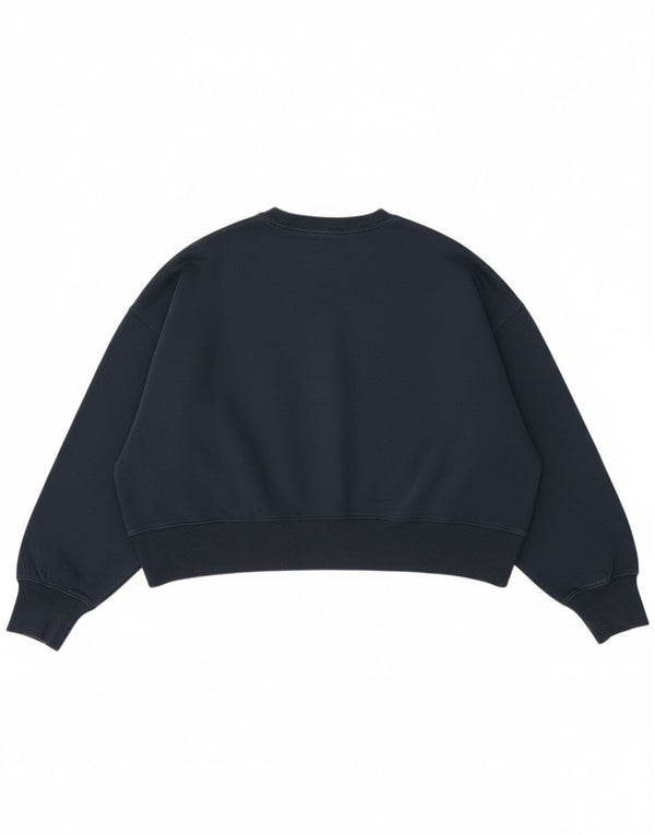 Nike Womens Oversized Crop Graphic Sweatshirt Jumper UK 14 Medium Navy Blue