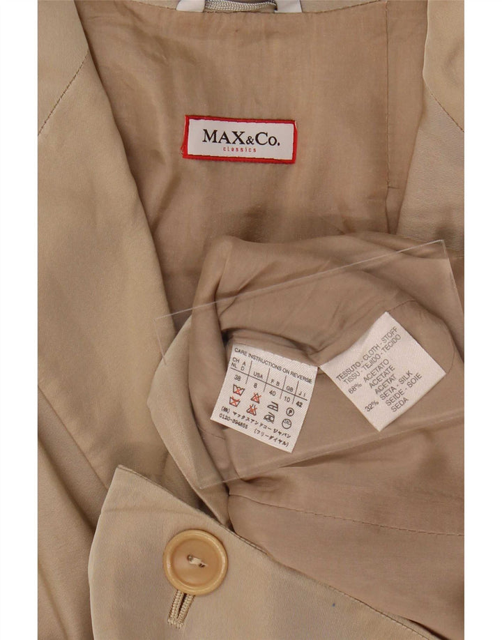 Max & Co. Dame 1-knaps blazerjakke UK 10 Small Beige Acetate
