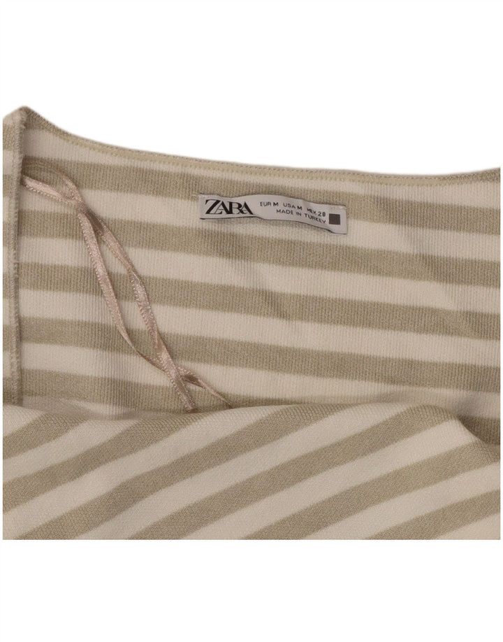 ZARA Womens Crop Top UK 12 Medium Off White Stribet