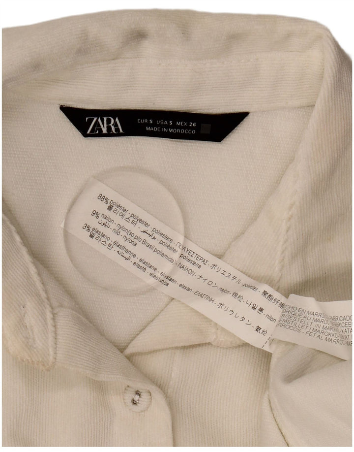 Zara Dame Oversized Corduroy Shirt UK 10 Small White Polyester