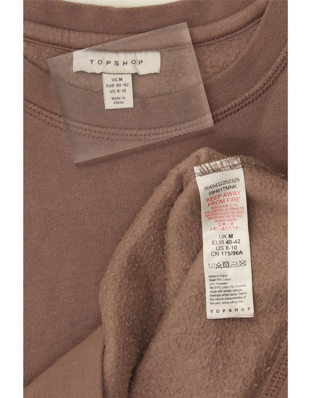 Topshop Dame Sweatshirt Jumper UK 14 Medium Brun Bomuld
