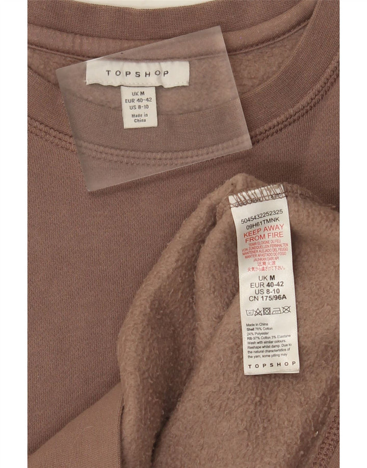 Topshop Dame Sweatshirt Jumper UK 14 Medium Brun Bomuld