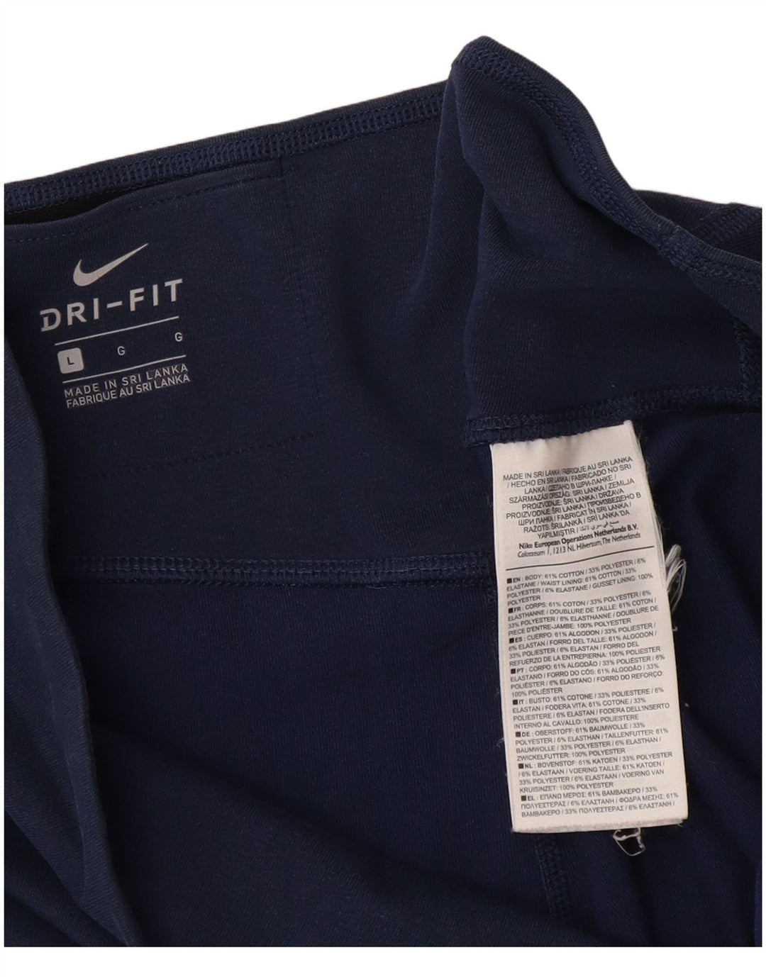 Nike Dame Dri Fit Grafiske Leggings UK 16 Large Navy Blue Bomuld
