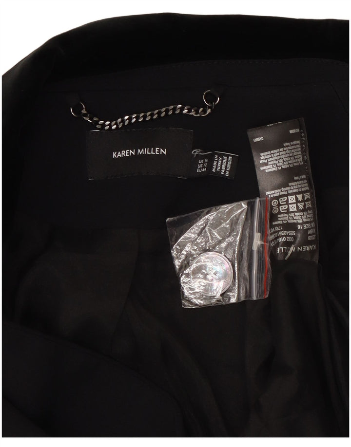 Karen Millen Dame Double Breasted Blazer Jacket UK 16 Large Black Viscose