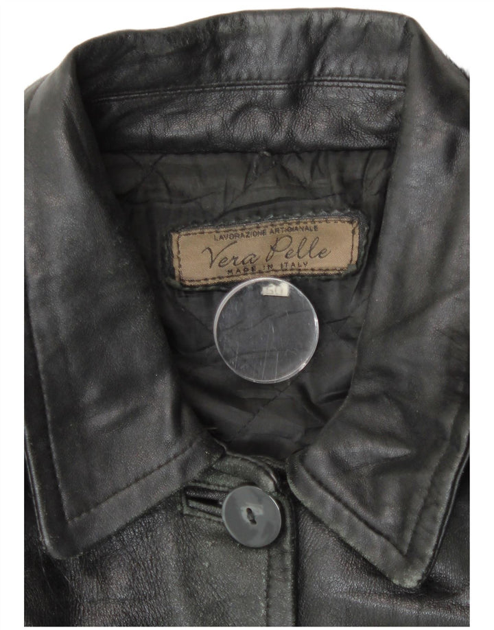 Vintage læderfrakke til kvinder IT 50 XL sort læder