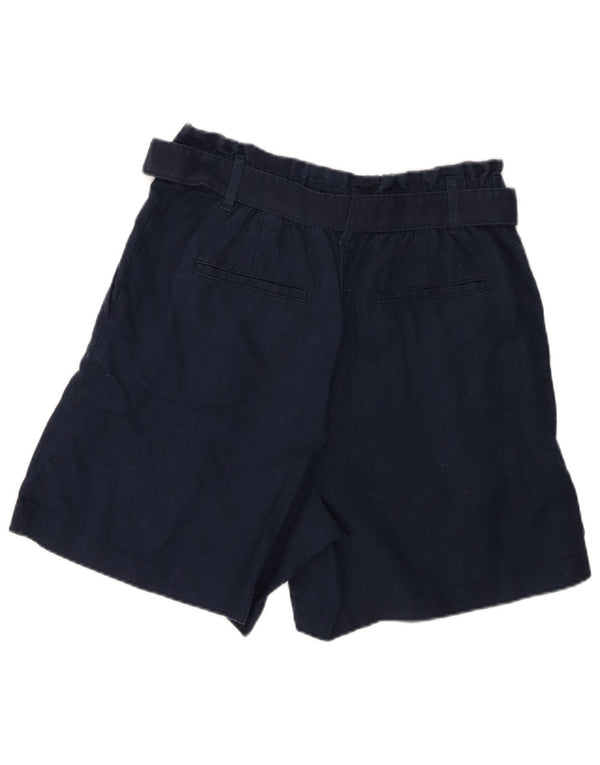 Marks & Spencer Dame Chino Shorts UK 14 Large W34 Navy Blue Linen