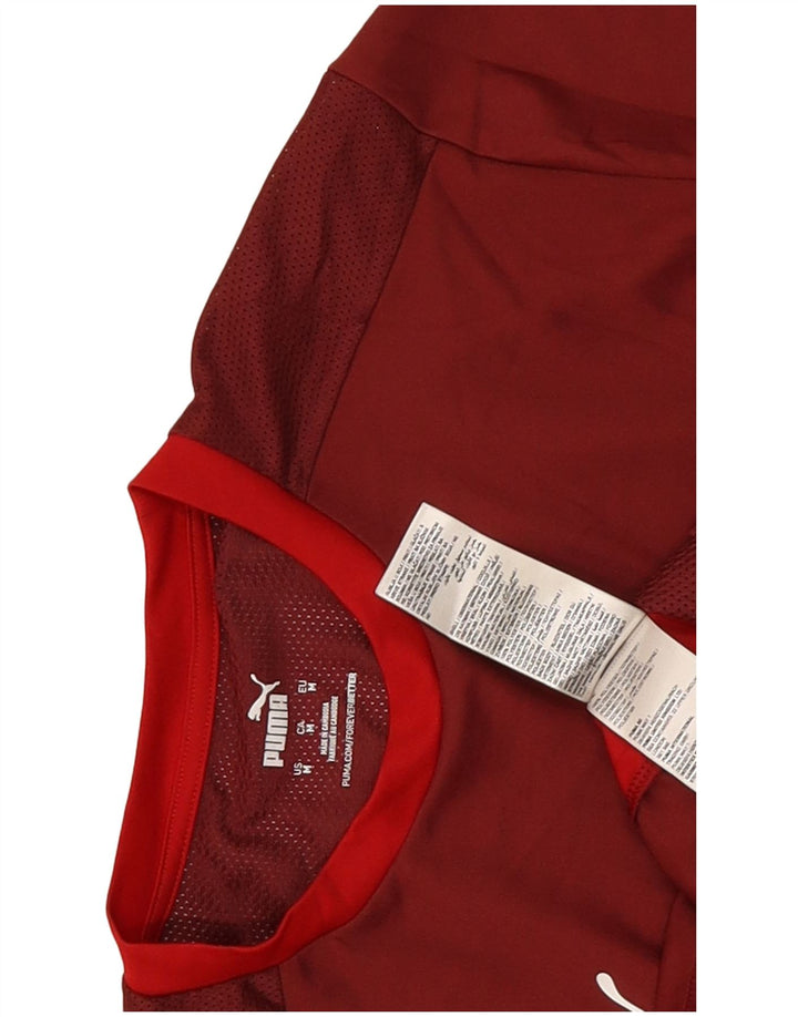 Puma Herre T-Shirt Top Medium Burgundy Colourblock Polyester