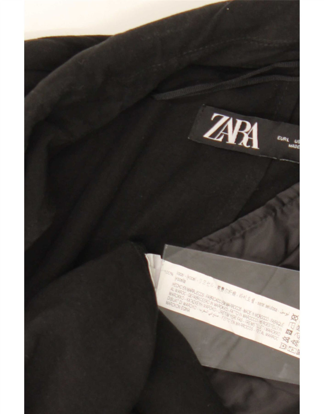 Zara Womens Open Overcoat UK 16 Large Black Lyocell